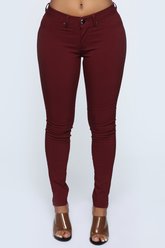 Pantalon skinny Essie Basic - Bordeaux - Fashion Nova