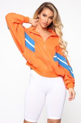 Pull Up Jacket - Orange - Fashion Nova