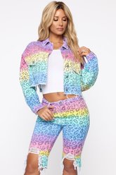 Veste No Deceiving Animal Print - Rainbow Leopard - Fashion Nova