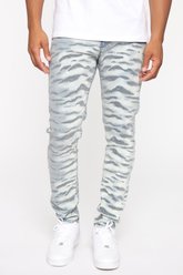 Jean skinny à rayures de tigre - LightWash - Fashion Nova
