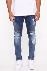 Tyrelle Motto Jeans - Indigo - Fashion Nova