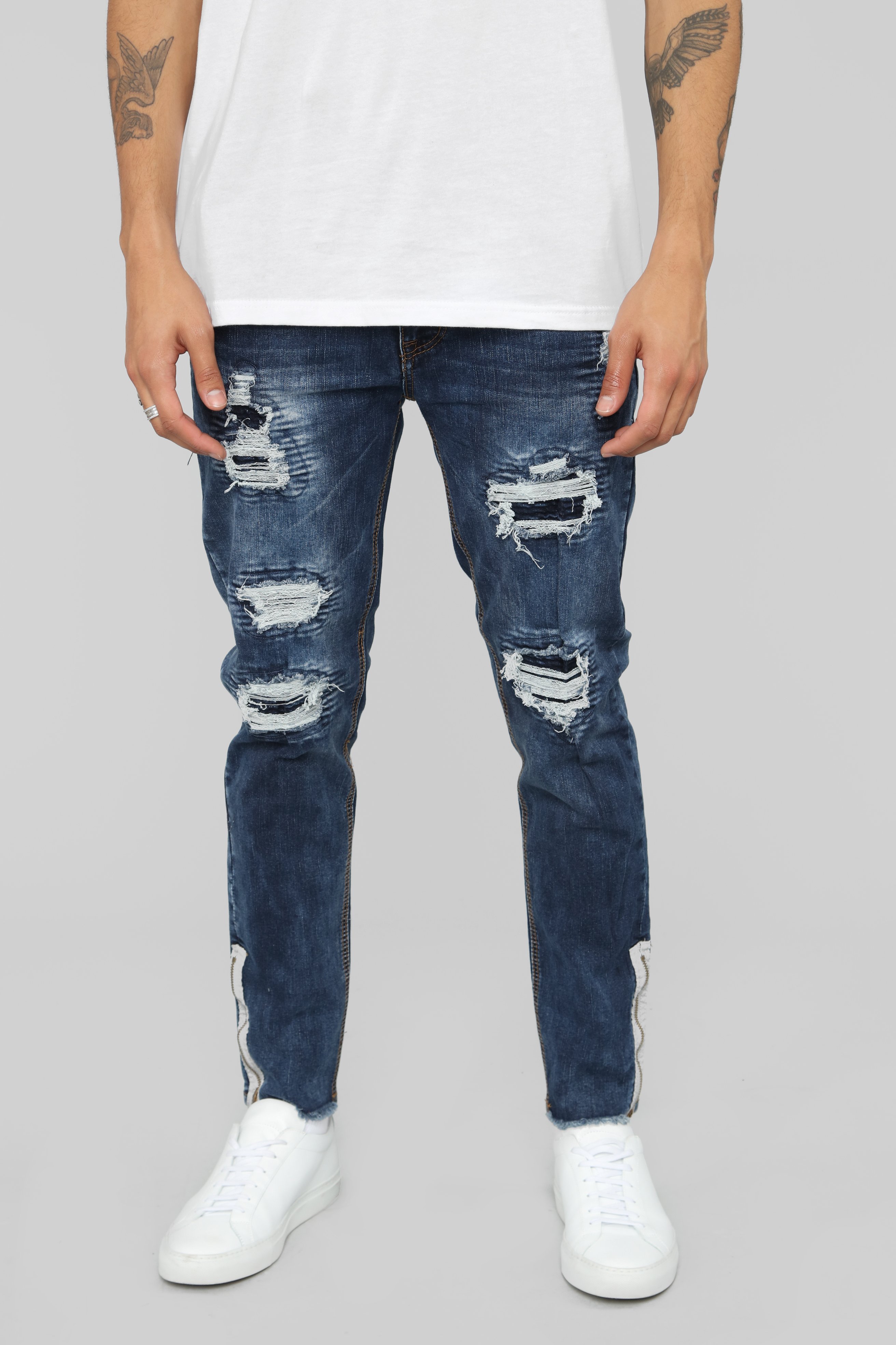 Hernandez Moto Denim 30 &quot;Inseam Jeans - Indigo - Fashion Nova
