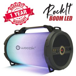Haut-parleur Bluetooth à LED Woozik Rockit Boom, Boombox extérieur intérieur sans fil avec radio FM, AUX, USB, logement pour carte SD et prise en charge MIC - Woozik