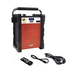 Système de haut-parleurs portables et robustes BT, Stéréo de travail / chantier, Batterie intégrée, MP3 / USB / SD, Radio AM / FM (Orange) - Pyle