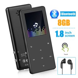 Lecteur MP3, EEEkit 4.2 Lecteur MP3 Bluetooth 8G Bluetooth prenant en charge jusqu&#39;à 128 Go, lecteur audio MP3 haute fidélité sans perte avec radio FM (87,5 à 108 MHz) Bouton tactile, écran 1,8 &quot; - EEEkit
