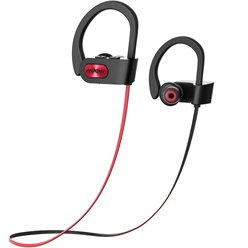 Casque d&#39;écoute Bluetooth Mpow, Écouteurs intra-auriculaires étanches IPX7, Écouteurs sport sans fil pour l&#39;entraînement de cyclisme en cours d&#39;exécution (extérieur rouge et intérieur noir) - Mpow