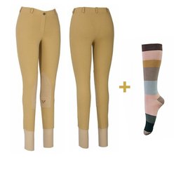 TuffRider Women Starter Lowrise - culottes à lacets avec chaussettes à talons GRATUIT | Patch au genou | Pantalon d&#39;équitation | Vêtements équestres - LightTan - 30 - TuffRider