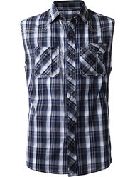 Chemise à carreaux sans manches pour hommes Casual Button Down Flannel - Ma Croix
