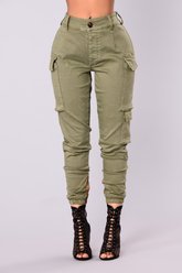 Pantalon cargo Kalley - Olive - Fashion Nova