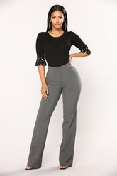 Tasha Dressy High Rise Pants - Charcoal - Fashion Nova