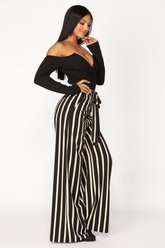 Pantalon Larisa Woven - Noir / Taupe - Fashion Nova