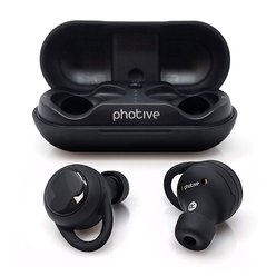 Ecouteurs sans fil Bluetooth vraiment imperméables de Photive. Casque d&#39;écoute Bluetooth intra-auriculaire Secure Fit avec batterie longue durée, compatible avec les appareils intelligents Android et iOS - Photive