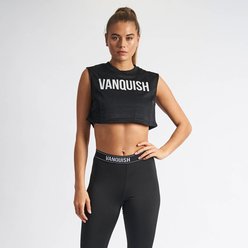 Crop top en maille noire pour femmes Vanquish - Vanquish Fitness