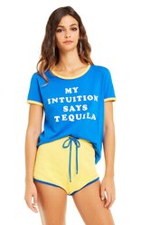 Tee-shirt Double Ringer Intuition Tequila | Ardoise / BubbleGum / Canaries - Wildfox